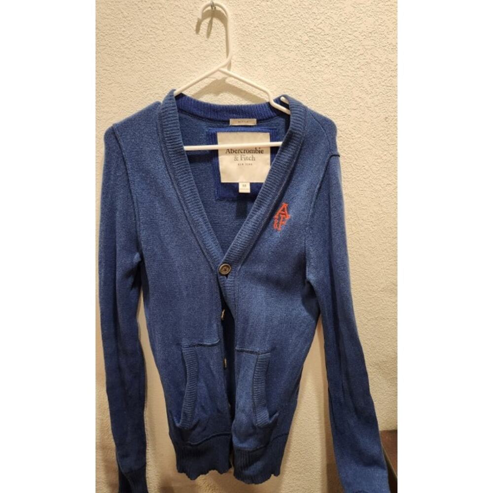 Abercrombie & Fitch Women's Cardigan – Size Medium, Blue Knit‎ Button-Up